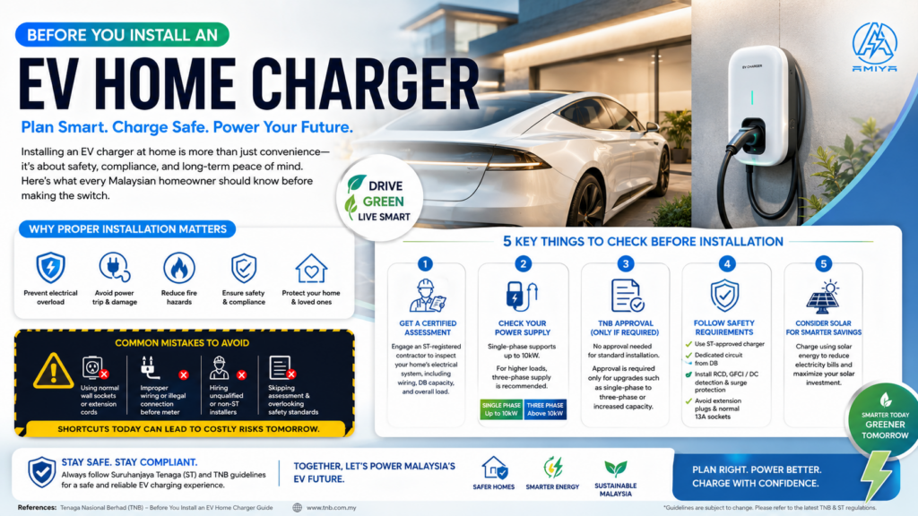 EV home charger Malaysia installation guide infographic