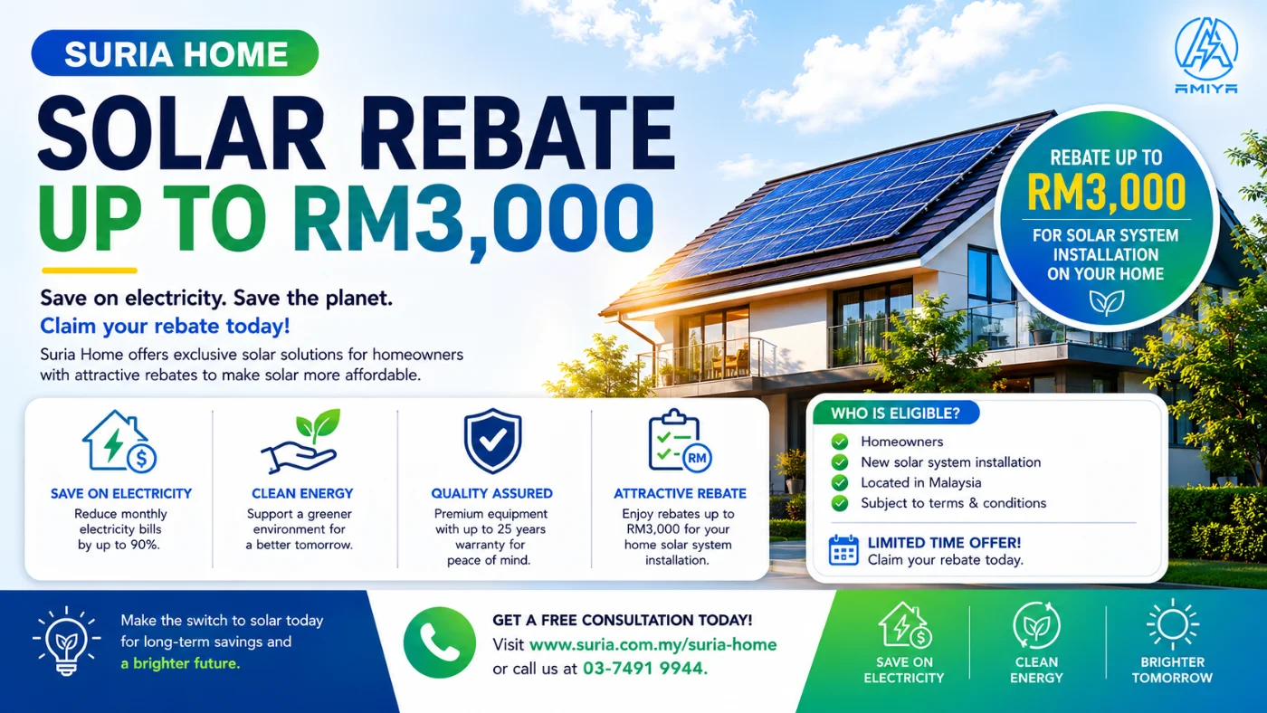 Rebat Solar SuRIA Home: Cara Tuntut Rebat Sehingga RM3,000 & Jimat Bil Elektrik Anda!