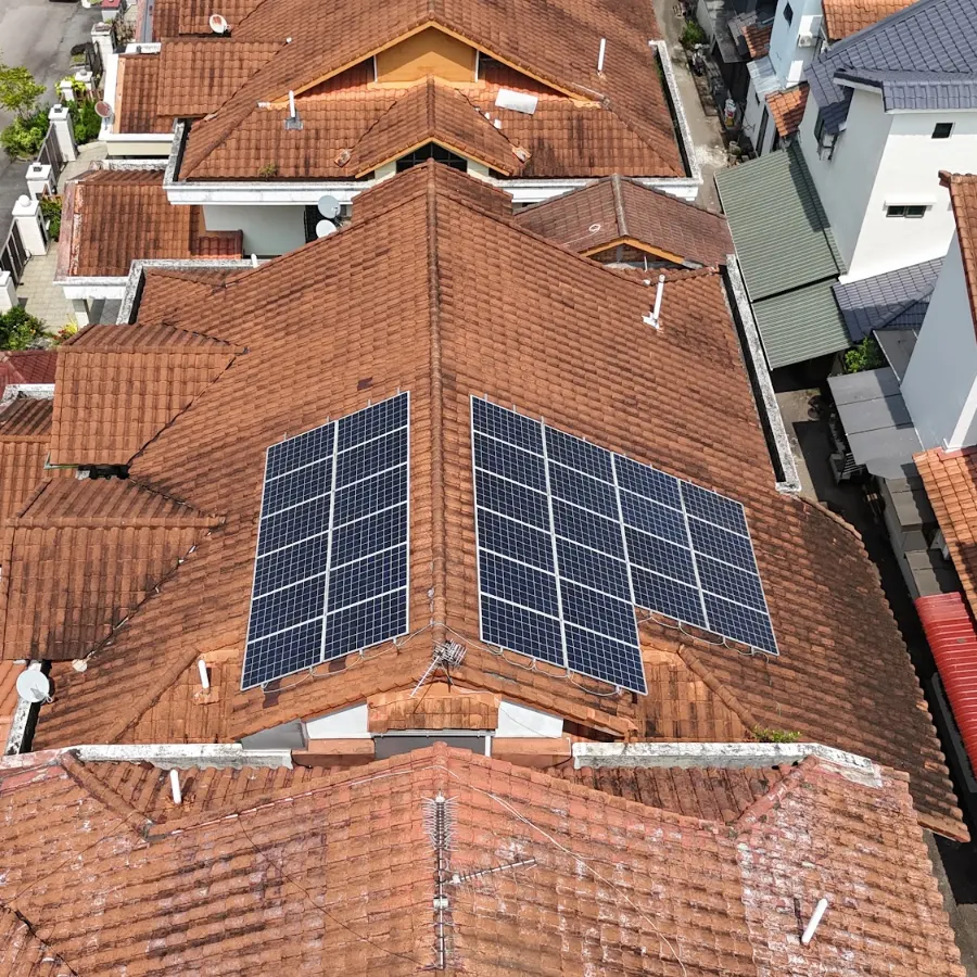 Sistem solar bumbung kediaman rumah pelanggan Amiya Energy di Sunway Lenang, Johor Bahru